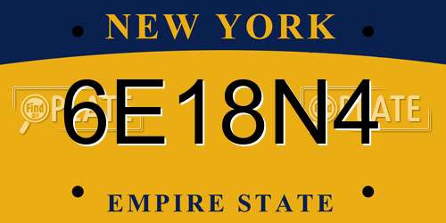 6E18N4 New York License Plate