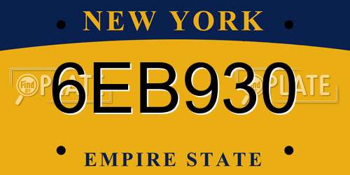 6EB930 New York License Plate