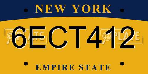 6ECT412 New York License Plate