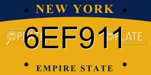 6EF911 New York License Plate