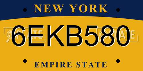 6EKB580 New York License Plate