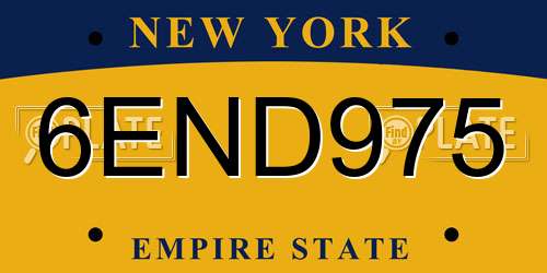 6END975 New York License Plate