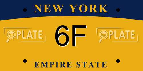 6F New York License Plate
