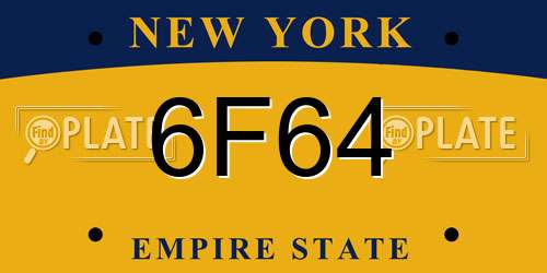 6F64 New York License Plate