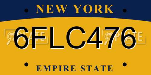 6FLC476 New York License Plate