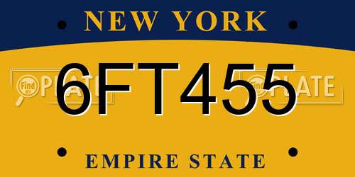6FT455 New York License Plate