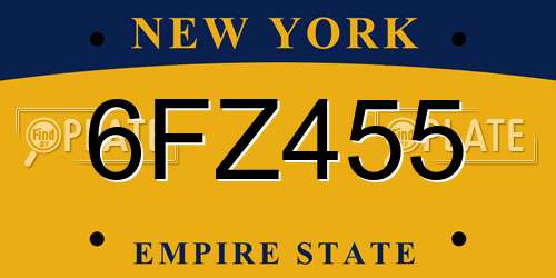 6FZ455 New York License Plate