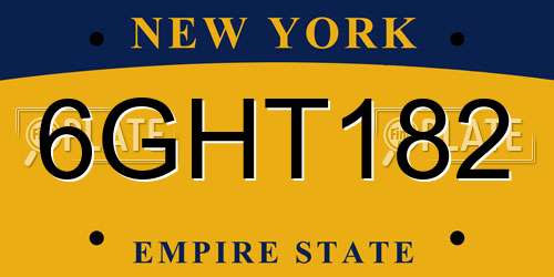 6GHT182 New York License Plate