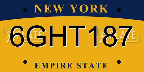 6GHT187 New York License Plate