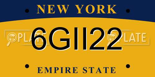 6GII22 New York License Plate