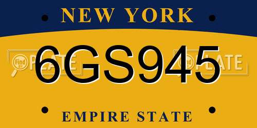 6GS945 New York License Plate