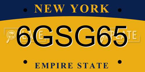 6GSG65 New York License Plate