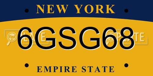 6GSG68 New York License Plate