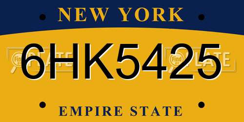 6HK5425 New York License Plate
