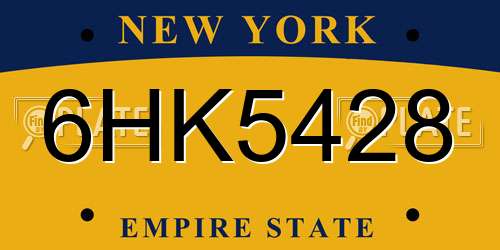 6HK5428 New York License Plate