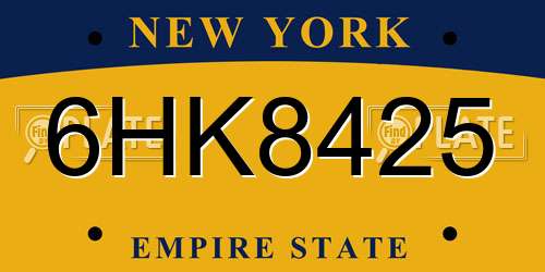 6HK8425 New York License Plate