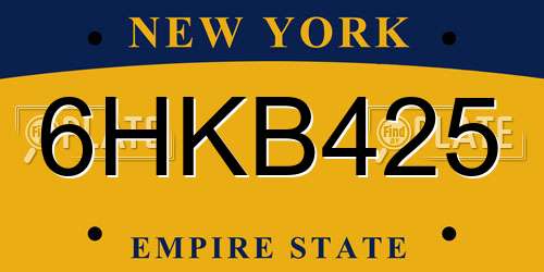 6HKB425 New York License Plate
