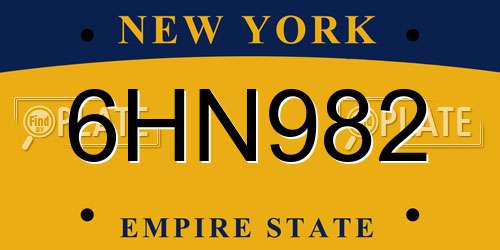 6HN982 New York License Plate