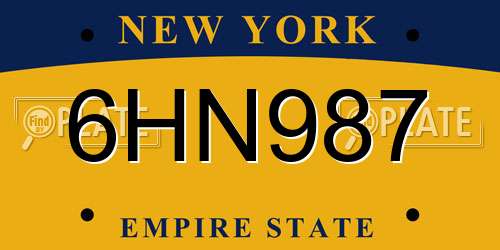 6HN987 New York License Plate