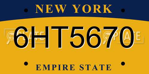 6HT5670 New York License Plate