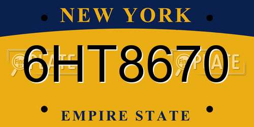 6HT8670 New York License Plate