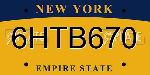 6HTB670 New York License Plate