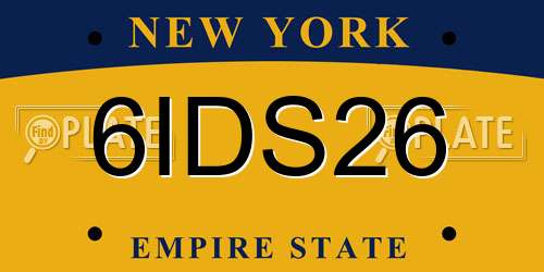6IDS26 New York License Plate