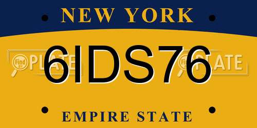 6IDS76 New York License Plate