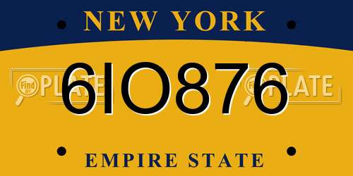 6IO876 New York License Plate