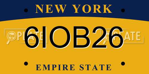 6IOB26 New York License Plate