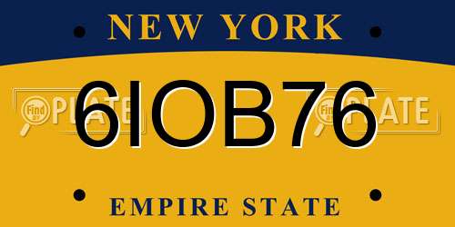 6IOB76 New York License Plate