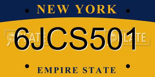6JCS501 New York License Plate