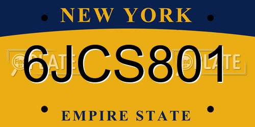 6JCS801 New York License Plate