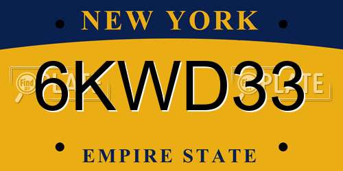 6KWD33 New York License Plate