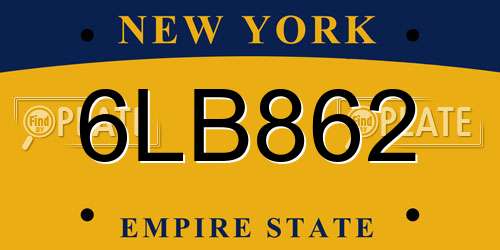 6LB862 New York License Plate