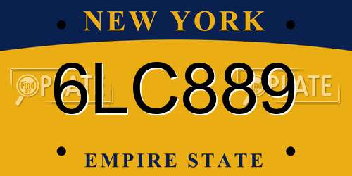 6LC889 New York License Plate