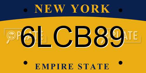 6LCB89 New York License Plate