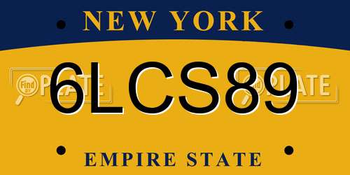 6LCS89 New York License Plate