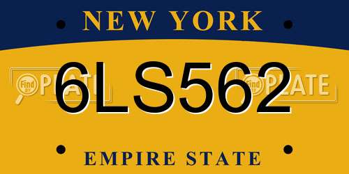 6LS562 New York License Plate