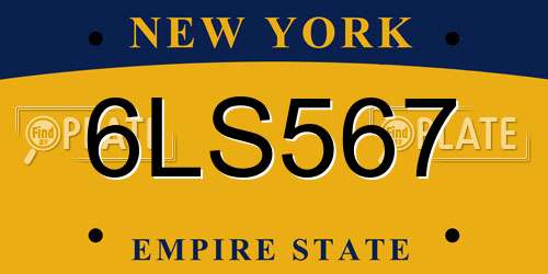 6LS567 New York License Plate