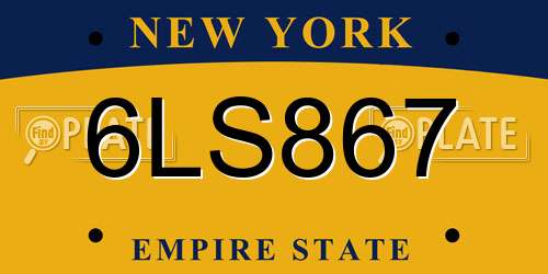 6LS867 New York License Plate