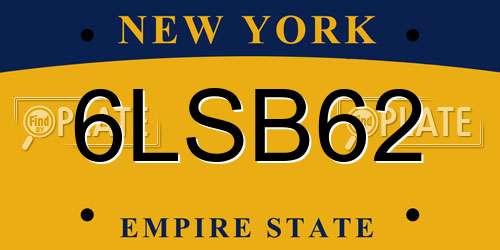 6LSB62 New York License Plate