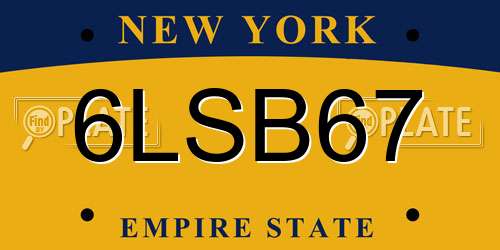 6LSB67 New York License Plate