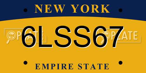 6LSS67 New York License Plate