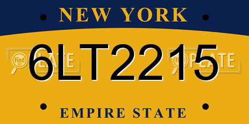 6LT2215 New York License Plate