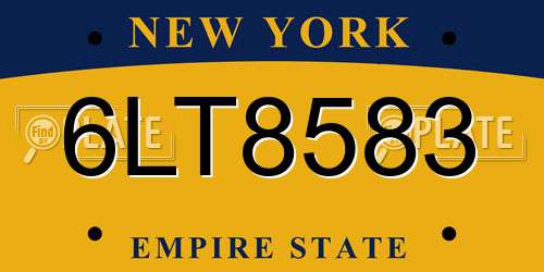 6LT8583 New York License Plate