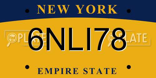 6NLI78 New York License Plate