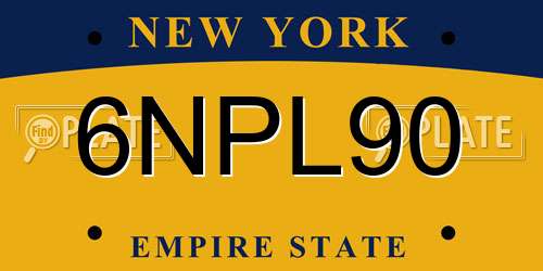 6NPL90 New York License Plate