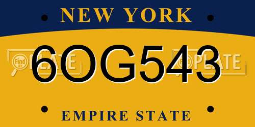6OG543 New York License Plate