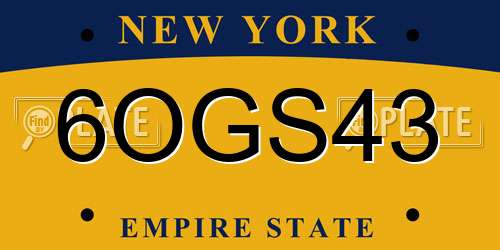 6OGS43 New York License Plate